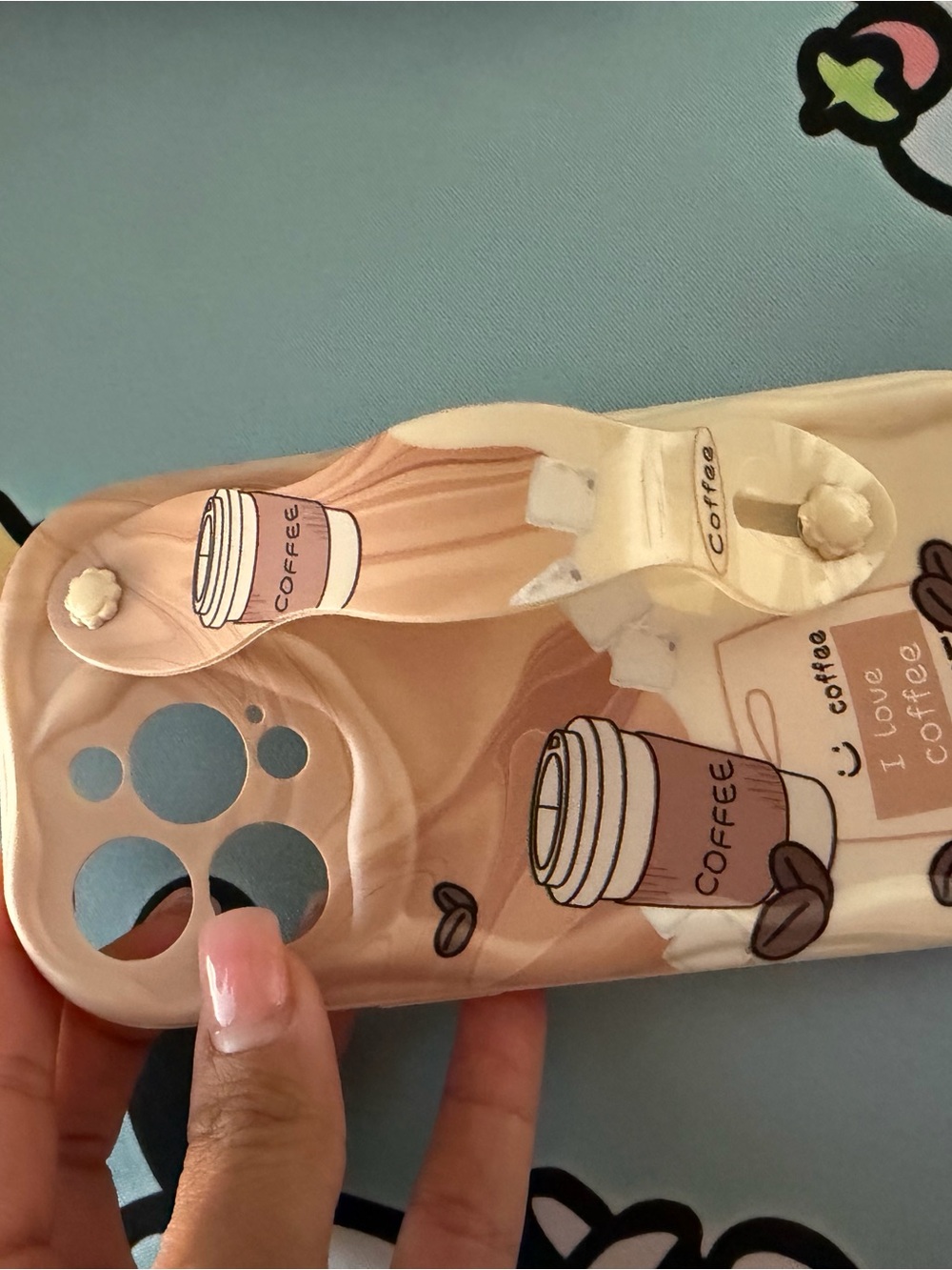 Coffee Cup Graphic Phone Case - Beige Pink